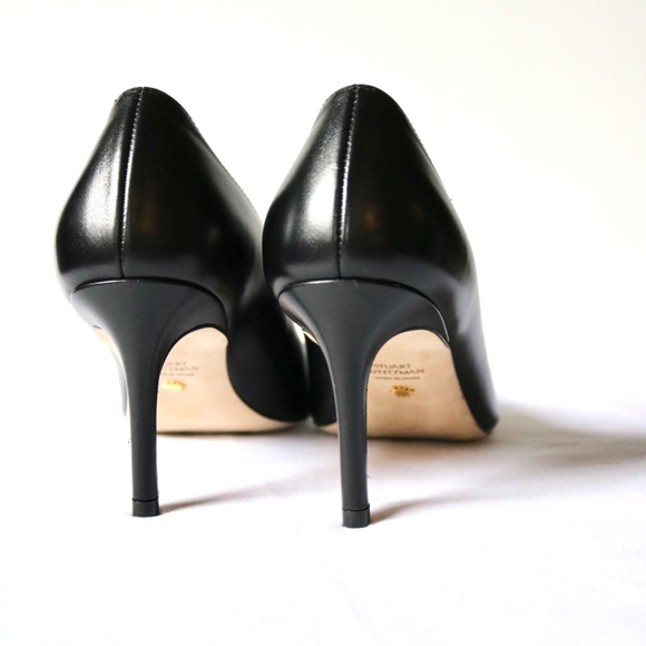 STUART WEITZMAN Stuart 75 Pump Black Leather 3" Heel Women's 7.5 Classic Fall - Picture 5 of 10